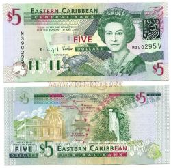Банкнота(бона) 5 долларов 2008 Англия (Восточно карибский доллар)