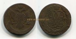 Монета медная 5 копеек 1758 года. Императрица Елизавета Петровна