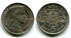 Монета серебряная 5 латов 1929 года Латвия