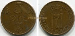 Монета 5 эре 1936 года. Норвегия