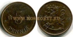 Монета бронзовая 5 пенни 1935 года. Финляндия