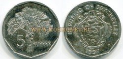 Монета 5 рупий 1997 год Сейшельские острова.