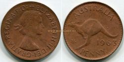Монета 1 пенни 1963 года. Австралия