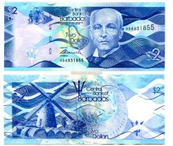 Банкнота 2 доллара 2013 года Барбадос