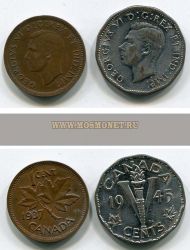 Набор из 2-х монет 1937-1945 гг. Канада