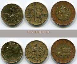Набор из 3-х монет 1991-2009 гг. Чехия