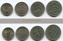 Набор из 4-х монет 1925-1990 гг. Чехословакия