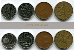 Набор из 4-х монет 1993-2007 гг. Чехия