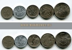 Набор из 5-ти монет 1921-1990 гг. Чехословакия