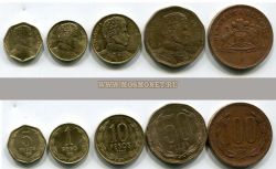 Набор из 5-ти монет 1989-2002 гг. Чили