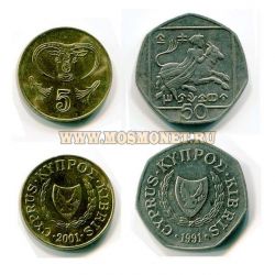 Набор из 2-х монет 1991-2001 гг. Кипр