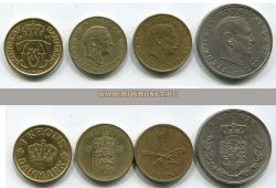 Набор из 4-х монет 1940-1960 гг. Дания