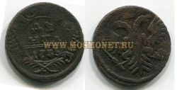 Монета медная денга 1735 года. Императрица Анна Иоановна