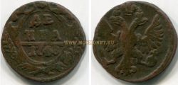 Монета медная денга 1748 года. Императрица Елизавета Петровна