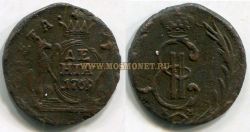 Монета медная Сибирская деньга 1769 года. Императрица Екатерина II