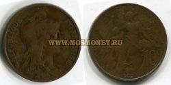 Монета 10 сантимов 1907 года Франция