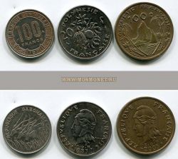 Набор из 3-х монет 1971-2003 гг. Французские колонии