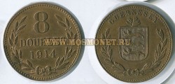 Монета 8 дублей 1914 года Гернси