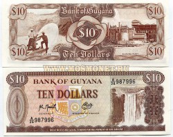 Банкнота 10 долларов 1966 года Гайана