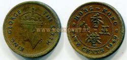 Монета 5 центов 1949 года. Гонконг