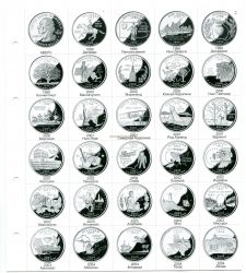 Лист картонный для 25-центовых монет США (формат Нумис, Штаты 1999-2004 гг, №2)