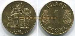 Монета  1 крона 1970 год Исландия