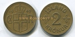 Монета  2 кроны 1940 год Исландия