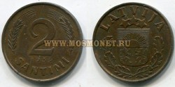 Монета 2 сантима 1939 года Латвия