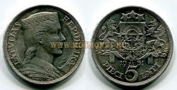 Монета серебряная 5 латов 1931 года Латвия