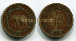 Монета 1 цент 1937 год Либерия