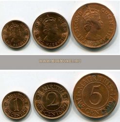 Набор из 3-х монет 1971-1975 гг. Маврикий
