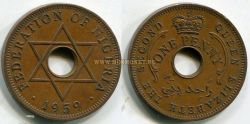 Монета 1 пенни 1959 года. Нигерия