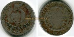 Монета 5 сентаво 1921 года. Колумбия