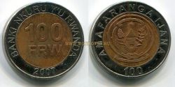 Монета 100 франков 2007 года. Руанда