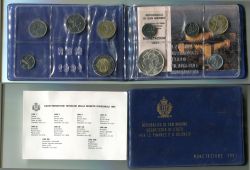 Официальный набор из 10 монет 1991 года. Сан-Марино.