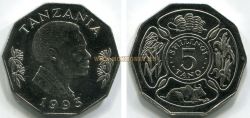 Монета 5 шиллингов 1993 года. Танзания