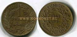 Монета 1 франк 1941 год Тунис